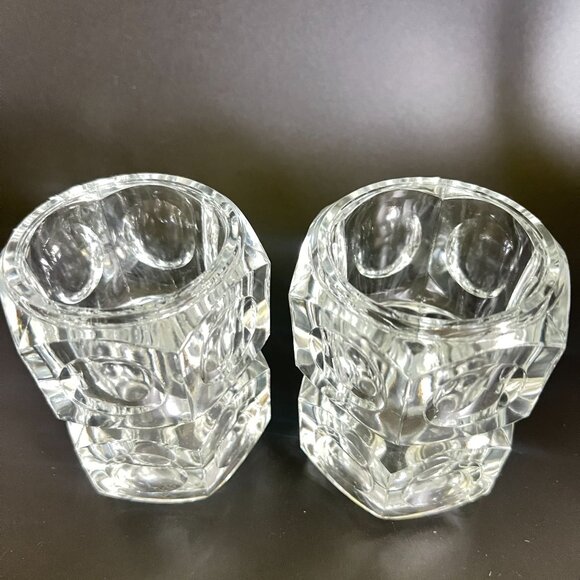 Elements 2 Czech Crystal Votive Candle Holders Bohemian Mid Century Modern - Picture 4 of 10